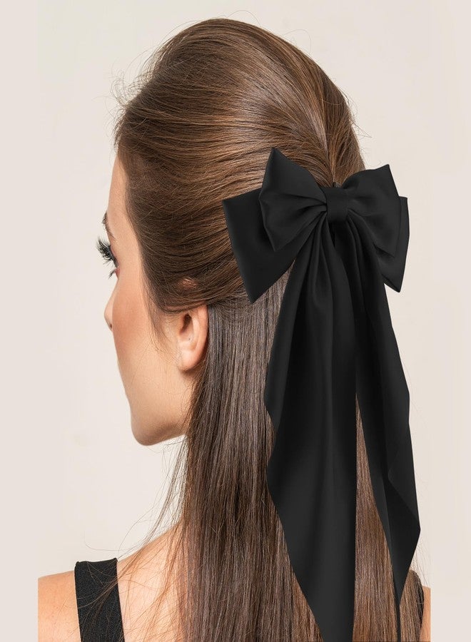 كافتي مجموعة CAVETEE من 3 قطع من ربطات الشعر الكبيرة للنساء، إكسسوارات ربطات شعر من الساتان الحريري، شرائط شعر، ربطات شعر طويلة كبيرة الحجم، مشابك شعر للنساء والفتيات (أسود/بيج/وردي) - Image 5